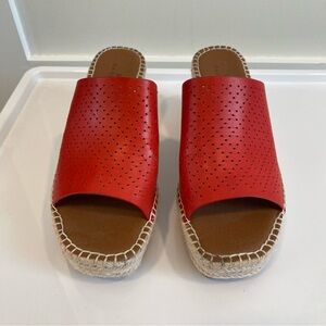 Caslon Red Perforated Espadrille Slides